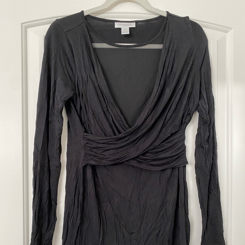 Motherhood Maternity black long-sleeve dress shirt size S